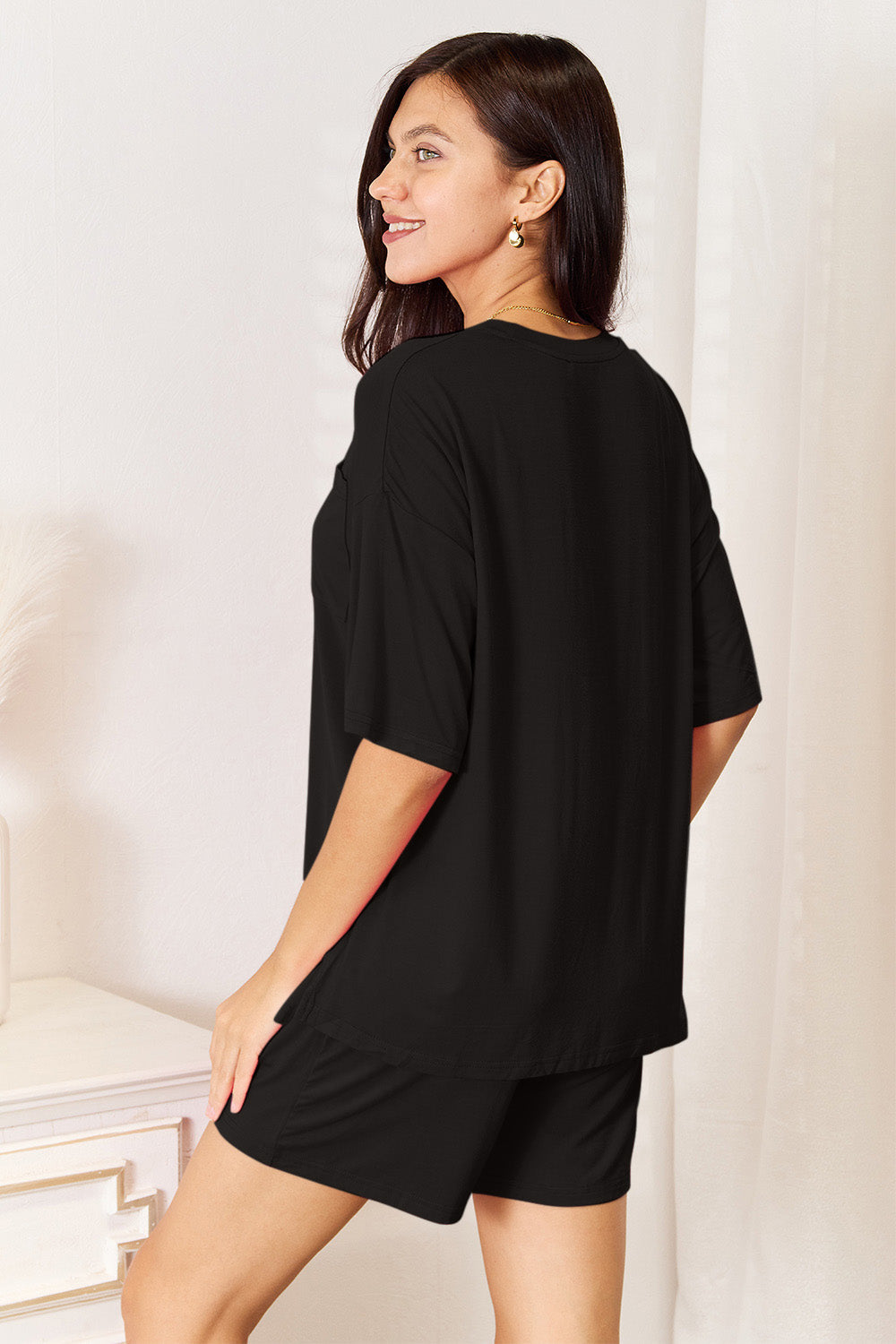 Basic Bae Full Size Soft Rayon Half Sleeve Top and Shorts Set Trandify Deal
