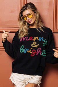 BiBi Tinsel Christmas Sweater | Embroidered Holiday Wear