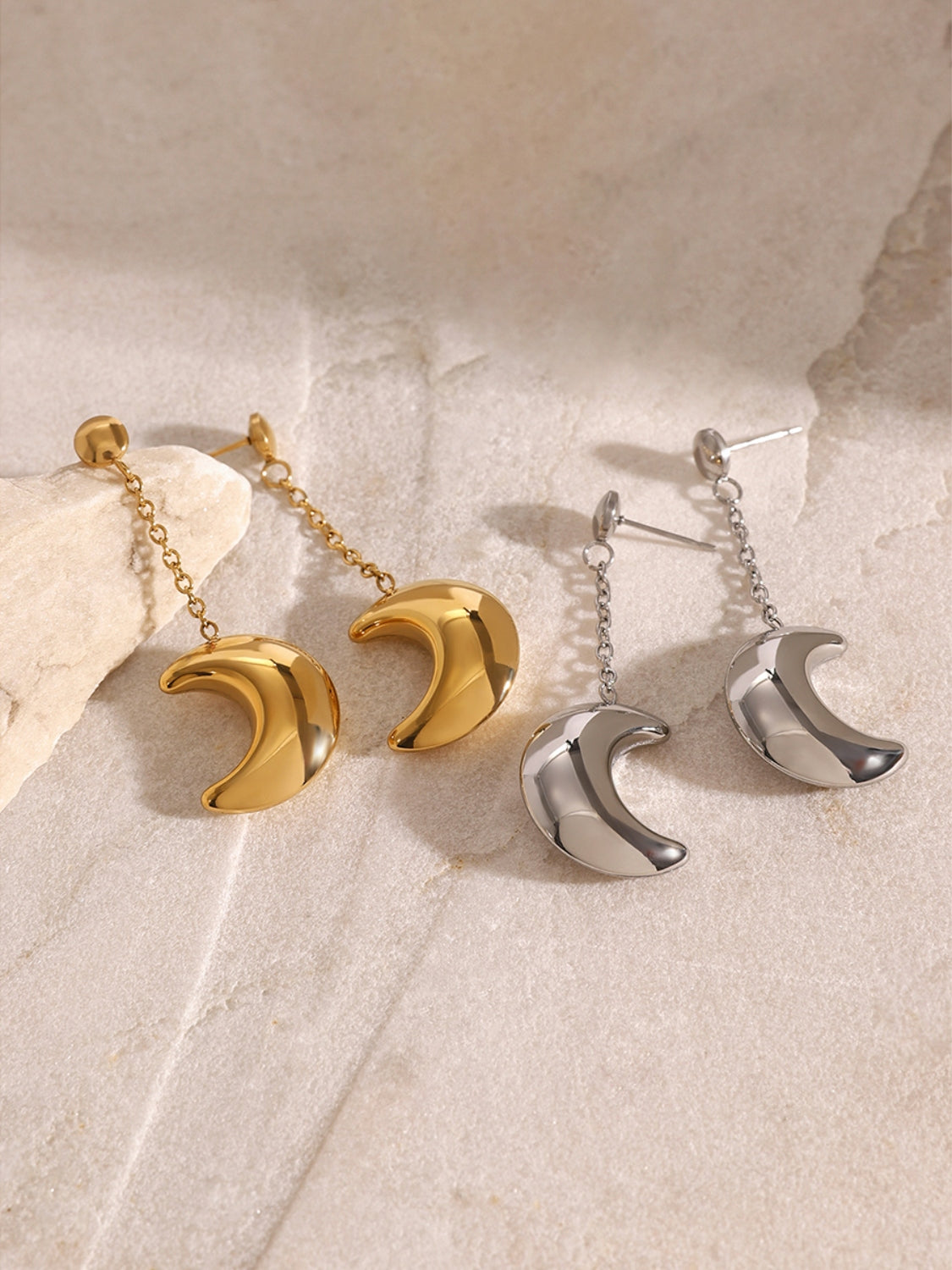 Stainless Steel Moon Dangle Earrings Trandify Deal