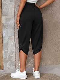 Full Size Roll-Tab Capris Pants Trendsi