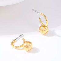 18K Gold Plated Ball Hoop Earrings for Women, Lightweight Jewelry