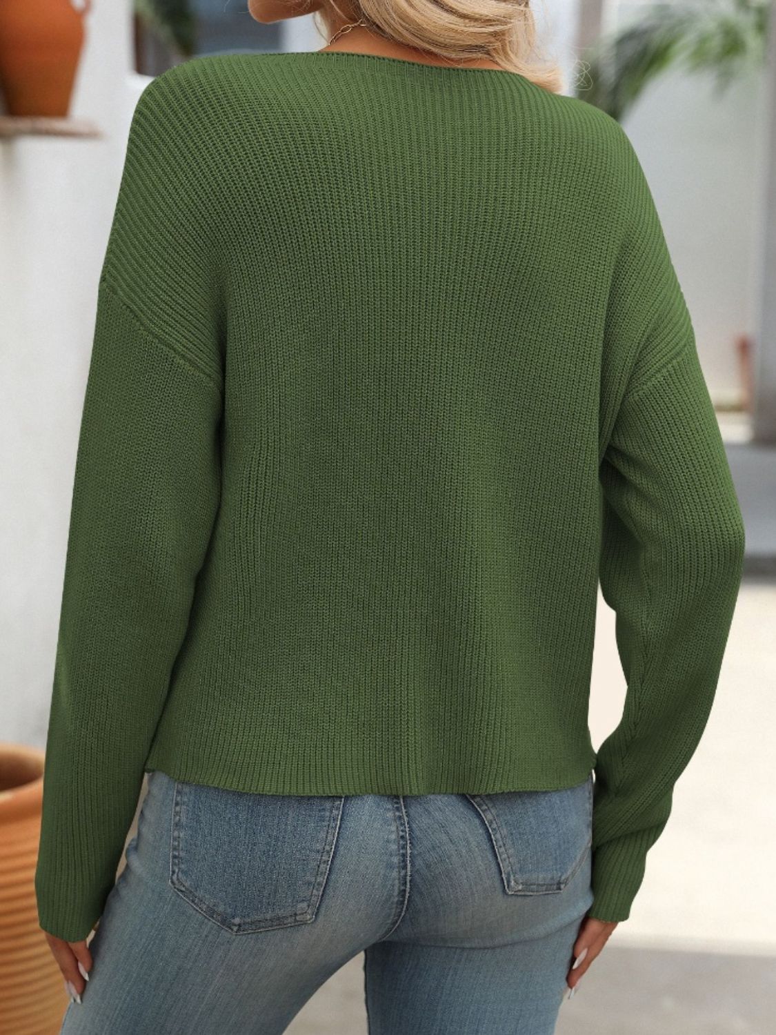 Round Neck Long Sleeve Sweater Trandify Deal