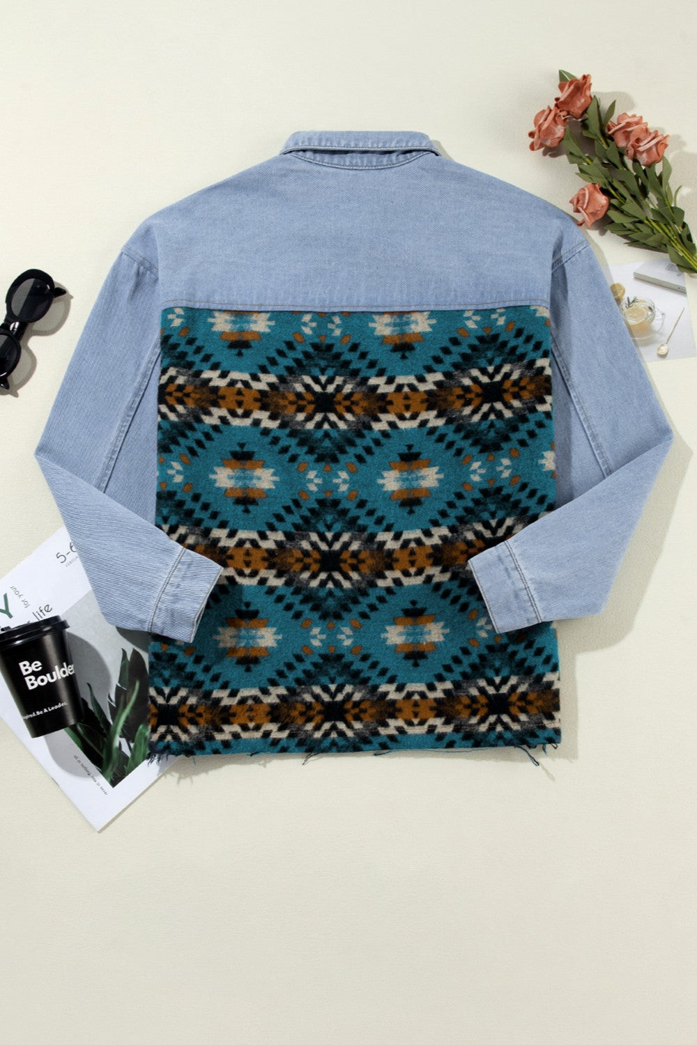 Pocketed Button Up Long Sleeve Denim Jacket Trandify Deal