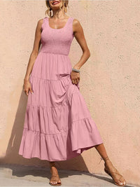 Tiered Smocked Wide Strap Dress Trandify Deal