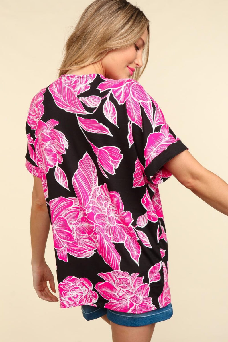 Haptics Floral Drop Shoulder T-Shirt Trandify deal
