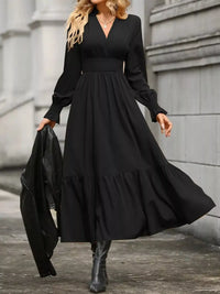 Ruched Midi Dress Long Sleeve Tiered Bodycon - Regular & Plus Size