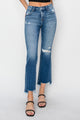 RISEN Full Size Frayed Step Hem Ankle Straight Jeans Trandify Deal