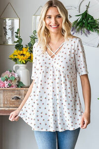 Summer Flowy Tunic with Vintage Floral Print – Casual Plus Size Top