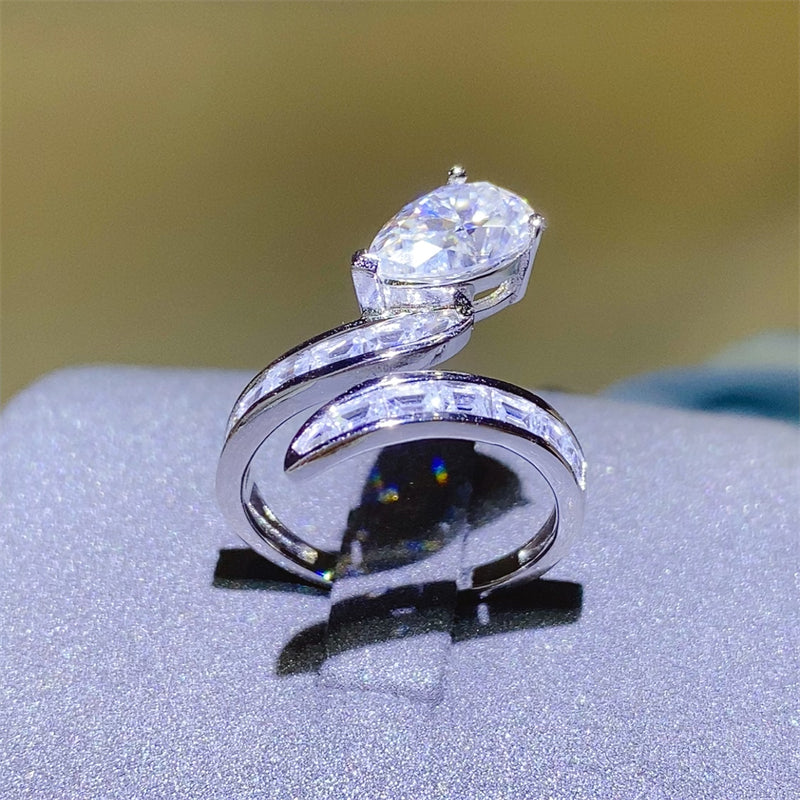 3 Carat Moissanite Zircon 925 Sterling Silver Bypass Ring Trandify Deal