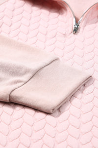 Textured Quarter Zip Long Sleeve Sweatshirt Trandify Deal