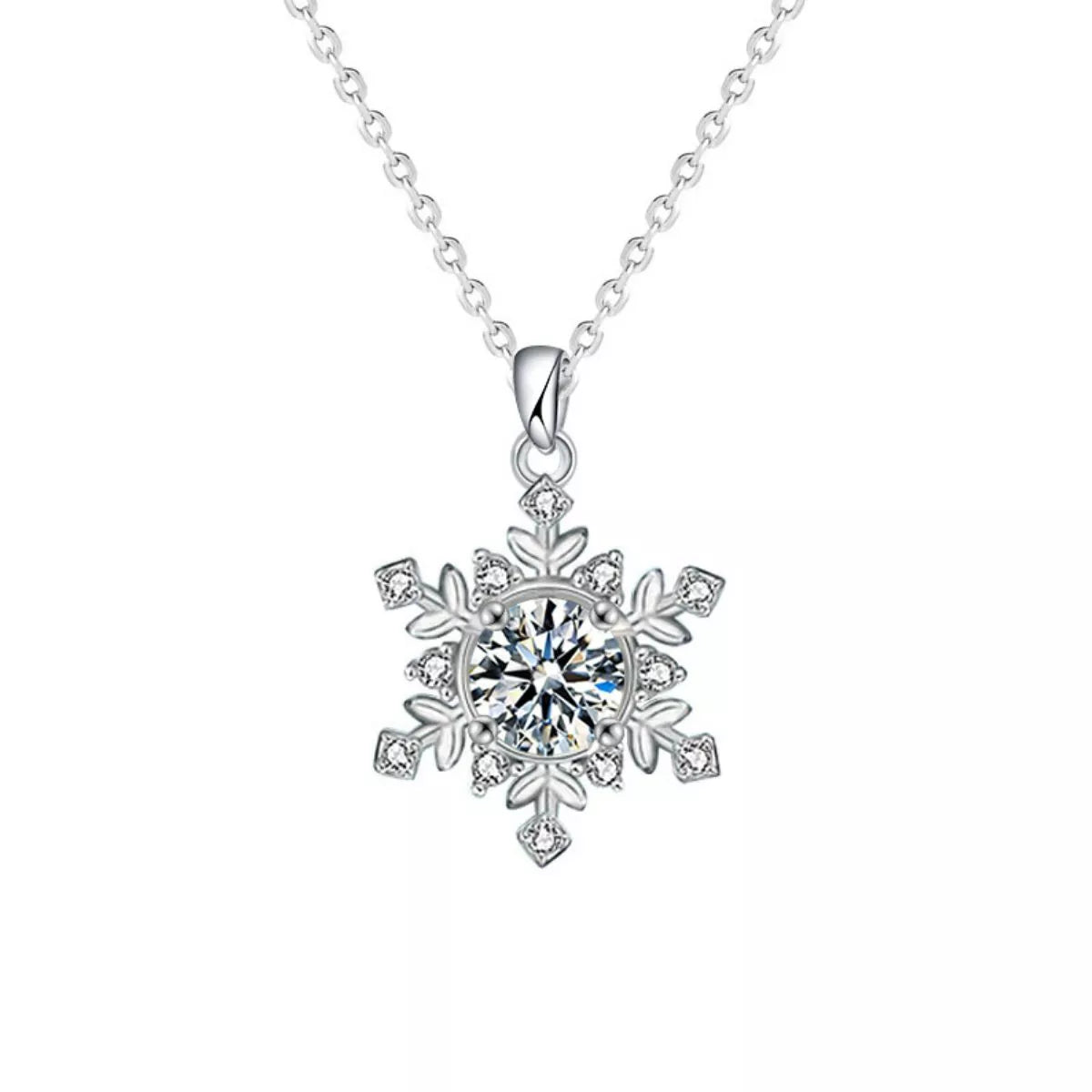 1 Carat Moissanite Snowflake Pendant Necklace - 925 Sterling Silver