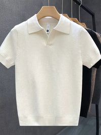 Men's Plus Size Textured Knit Polo Shirt - Ribbed Slim Fit