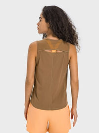 Women’s Cutout Back Active Tank Top – Cropped Yoga Tee for Workouts