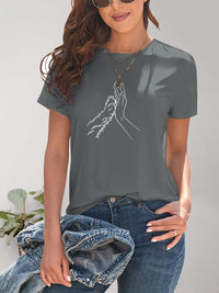 Graphic Round Neck Short Sleeve T-Shirt Trandify deal