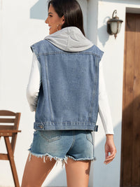 Pocketed Button Up Hooded Denim Jacket Trandify deal