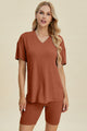 Basic Bae Full Size Ribbed V-Neck Short Sleeve Top and Shorts Set Trandify deal