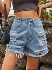 Distressed Raw Hem Denim Shorts Trandify Deal