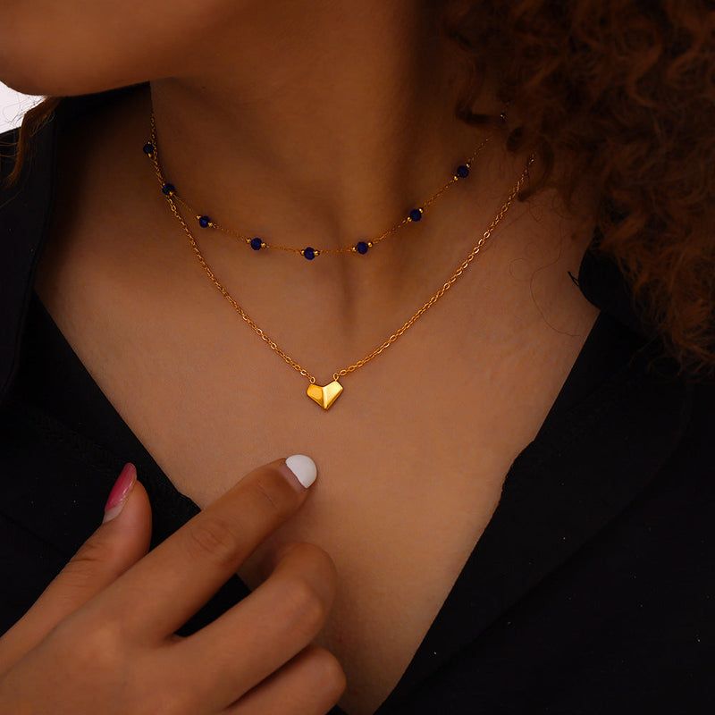 Titanium Steel Section Crystal Double-Layered Necklace Trandify deal