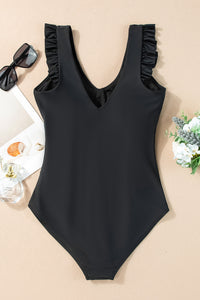 Full Size Ruched V-Neck One-Piece Swimwear Trandify deal