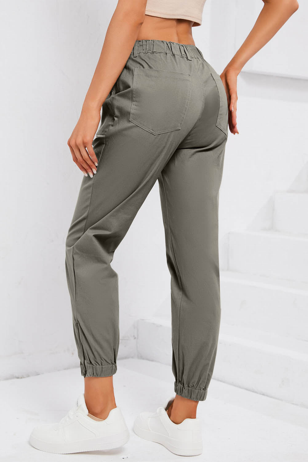Drawstring Side Zip Joggers - Trandify Deal