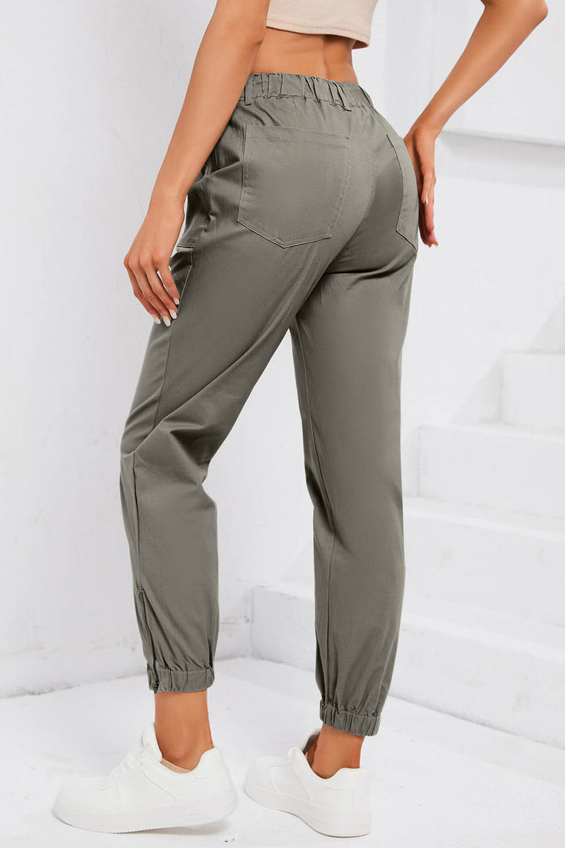 Drawstring Side Zip Joggers - Trandify Deal