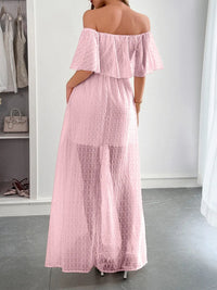 Women’s Swiss Dot Off Shoulder Maxi Dress for Summer – TrandifyDeal