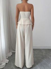 Sexy Summer Two-Piece Set for Women – Sweetheart Neck Crop Top & Lounge Pants