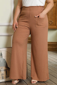 Plus Size Wide Leg Pants with Pockets Trandify deal