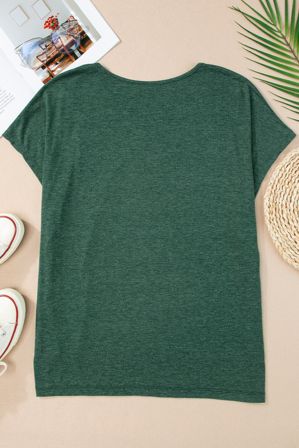 Heathered V-Neck Short Sleeve T-Shirt - Trandify Deal