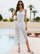 Fringe Hem Drawstring Waist Split Cover Up Dress Trandify deal