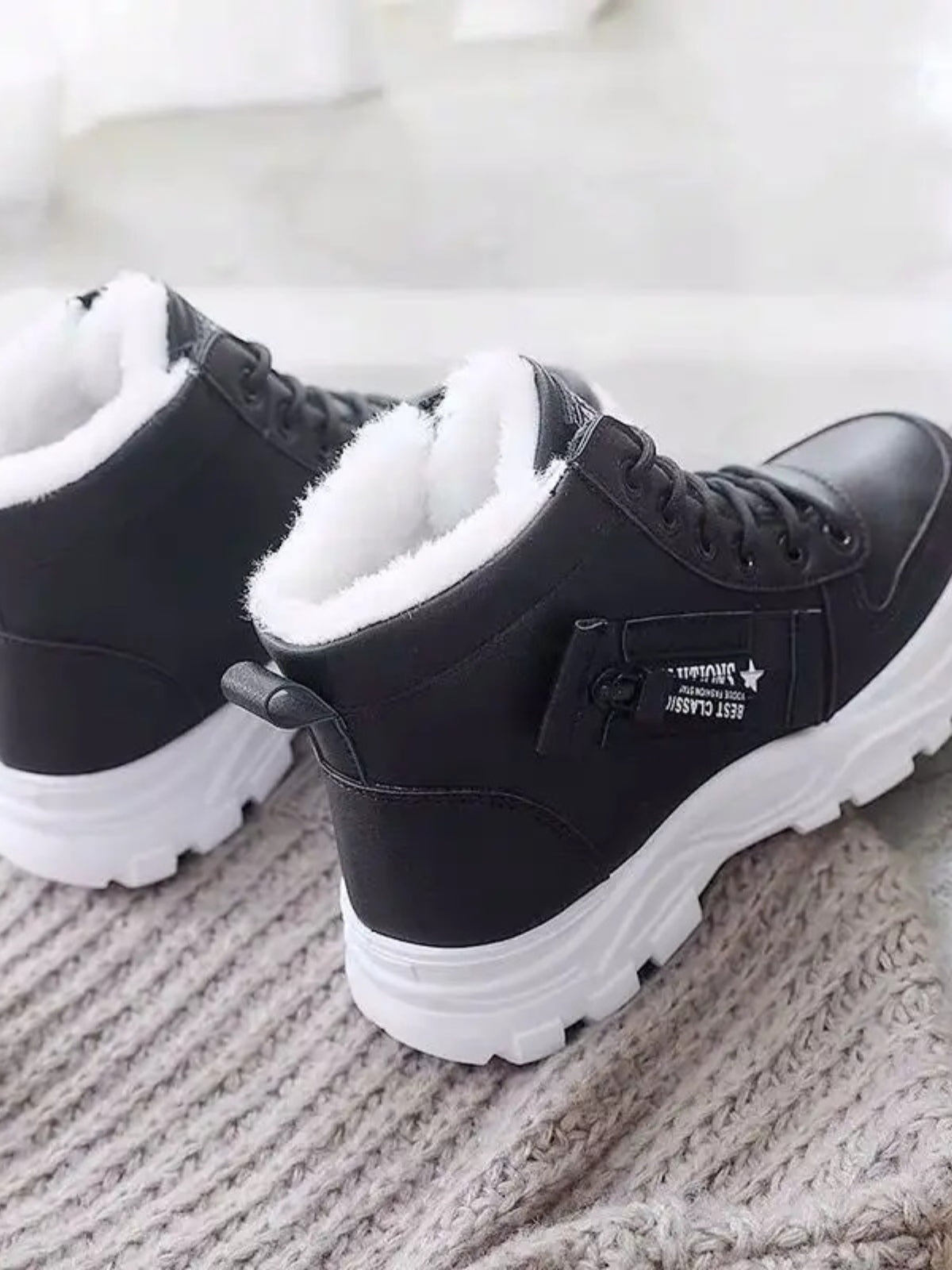 Decorative Zipper Round Toe Platform Boots Trandify Deal