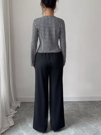 Women's Houndstooth Blazer & Wide Leg Pants Set
