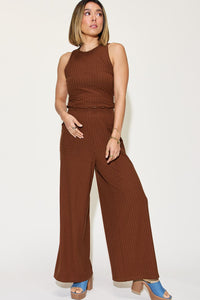 Basic Bae Full Size Ribbed Tank and Wide Leg Pants Set Trandify Deal