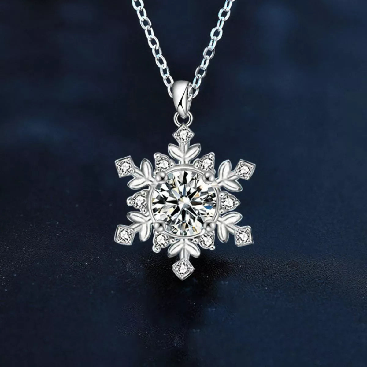 1 Carat Moissanite Snowflake Pendant Necklace - 925 Sterling Silver