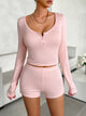 Scoop Neck Long Sleeve Top and Shorts Set Trandify deal