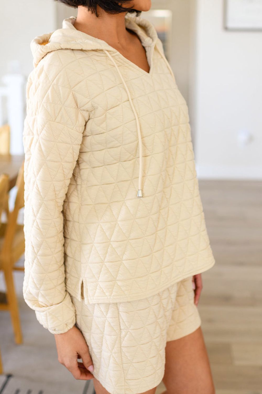 Drawstring Quilted Hooded Top and Shorts Set Trandify Deal