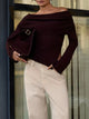 Asymmetrical Hem Off-Shoulder Knit Top | Casual Long Sleeve Top