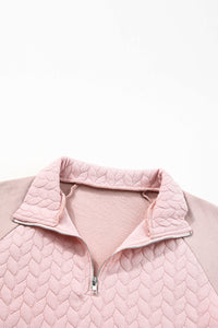 Textured Quarter Zip Long Sleeve Sweatshirt Trandify Deal