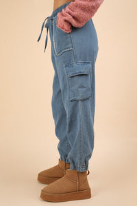 VERY J Washed Drawstring Jogger Cargo Jeans Trandify Deal
