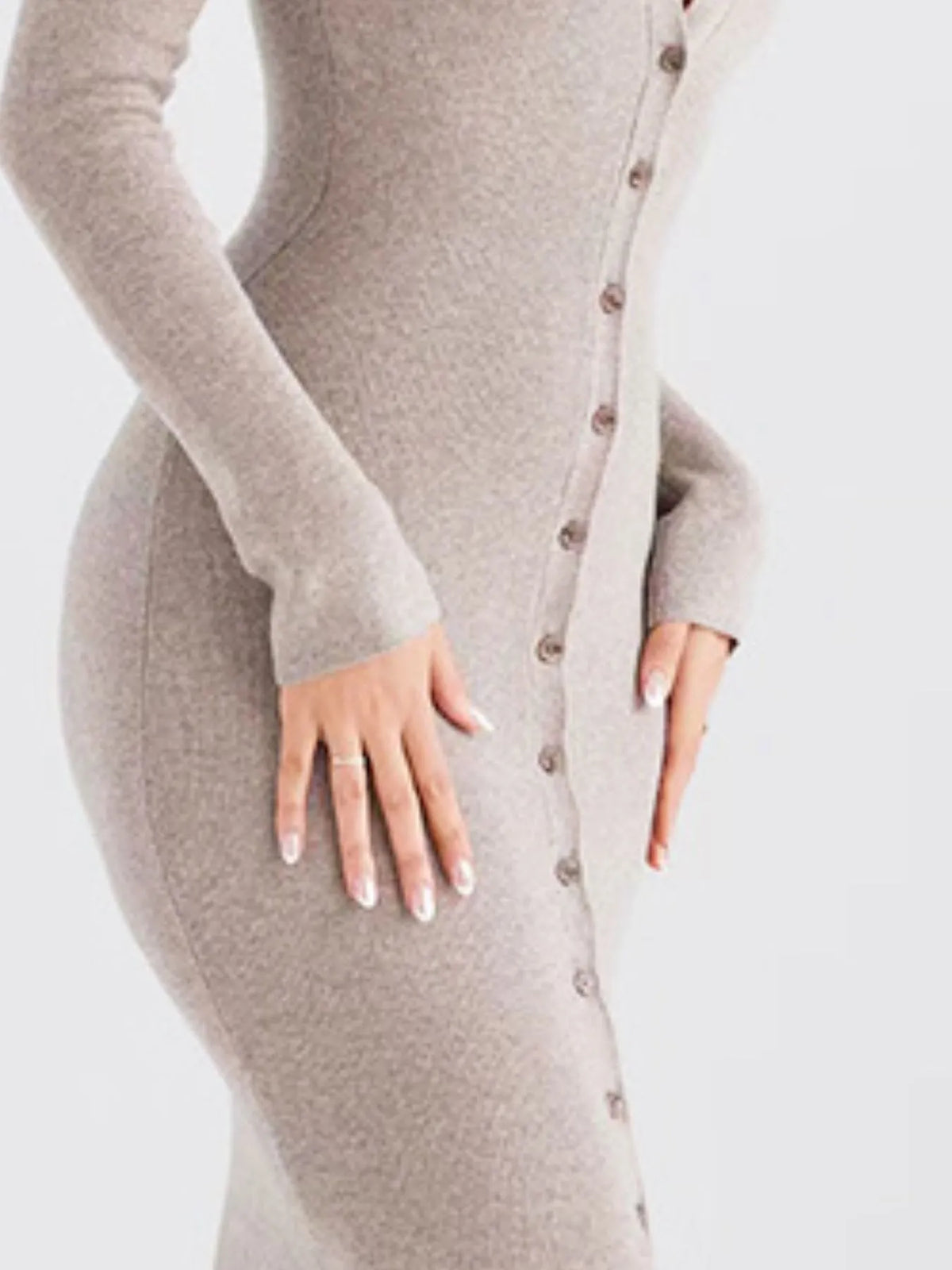 Women’s button-front sweater dress for fall – soft knit long sleeve dress