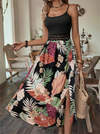 Slit Printed Scoop Neck Cami Dress Trandify Deal