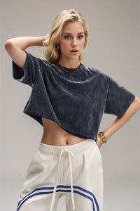 Basic Bae Round Neck Dropped Shoulder Short Sleeve T-Shirt Trandify Deal