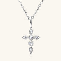 925 Sterling Silver Moissanite Cross Pendant Necklace Trandify Deal