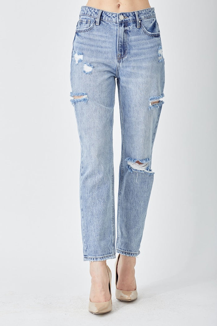 RISEN Distressed Slim Cropped Jeans Trandify deal