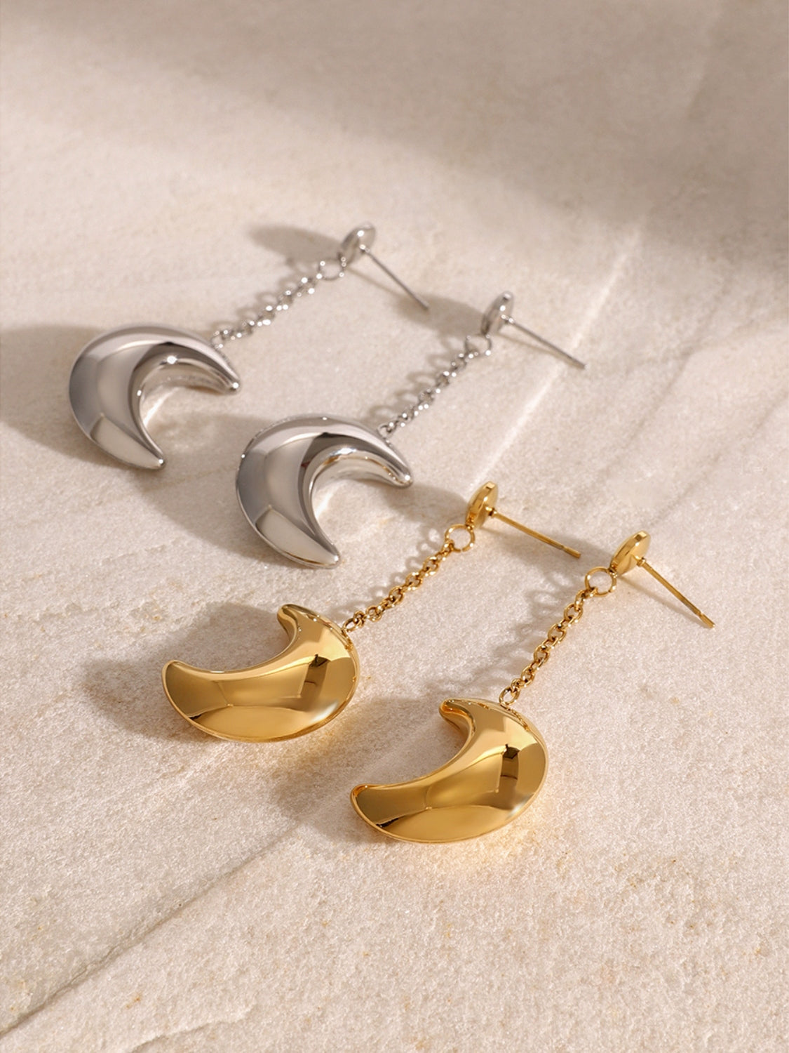 Stainless Steel Moon Dangle Earrings Trandify Deal