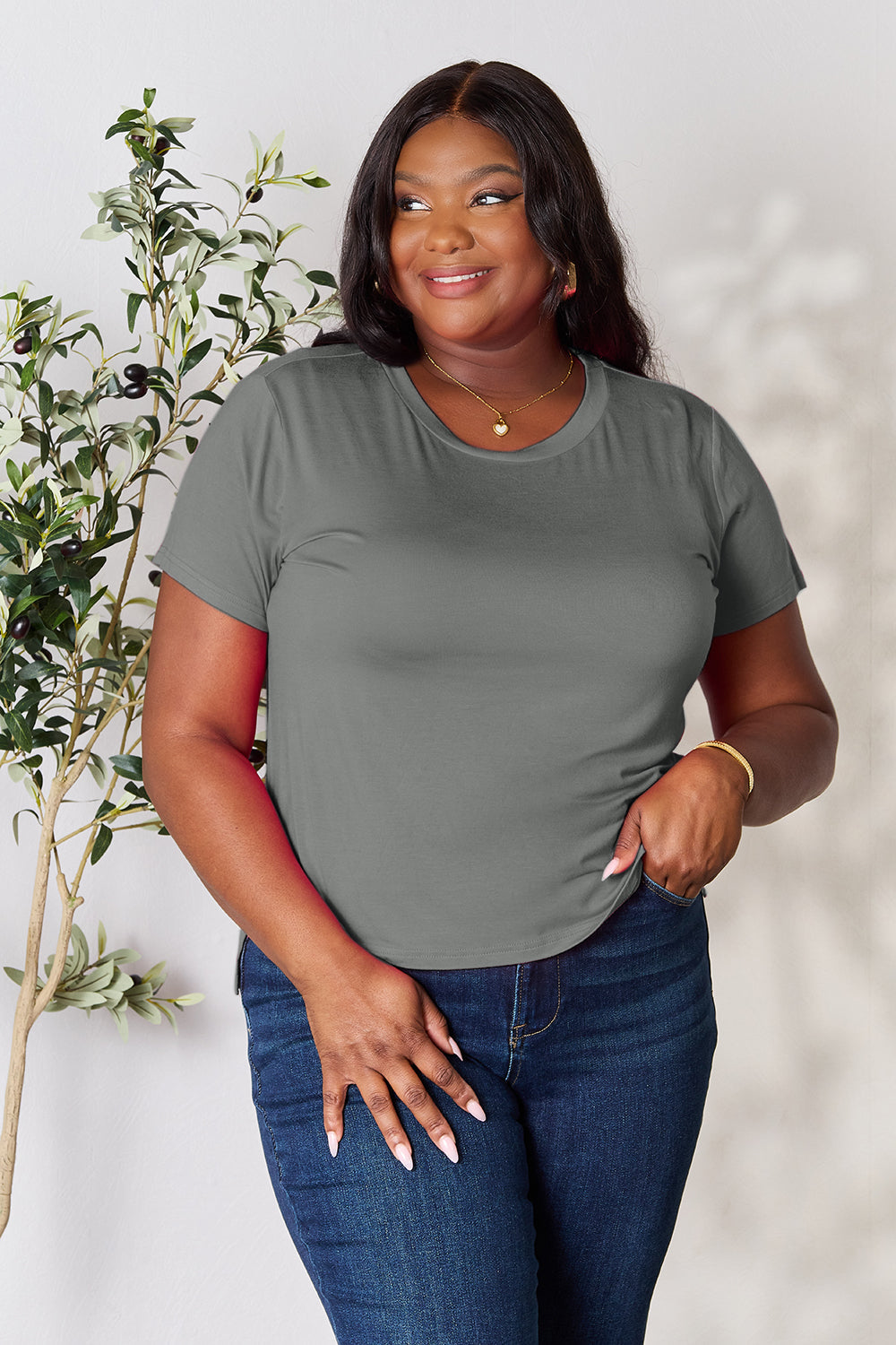 Basic Bae Full Size Round Neck Short Sleeve T-Shirt Trandify deal