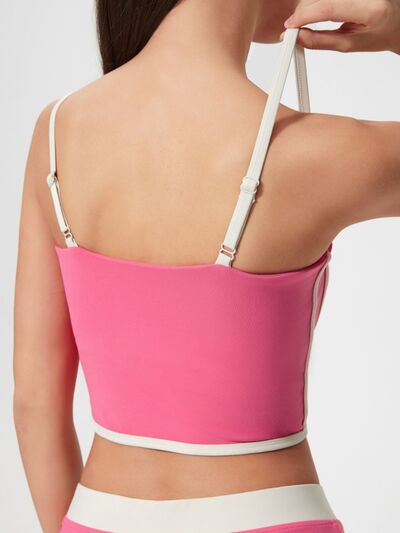 Women’s square neck active cami top with detachable chest pads for workouts and casual wear