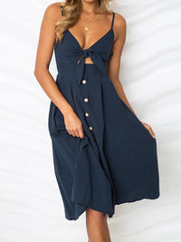 Cutout Smocked Sweetheart Neck Cami Dress Trandify deal