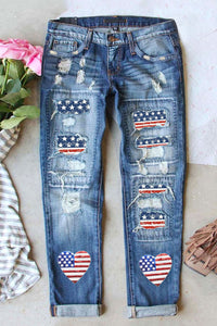 US Flag Distressed Straight Jeans Trandify deal