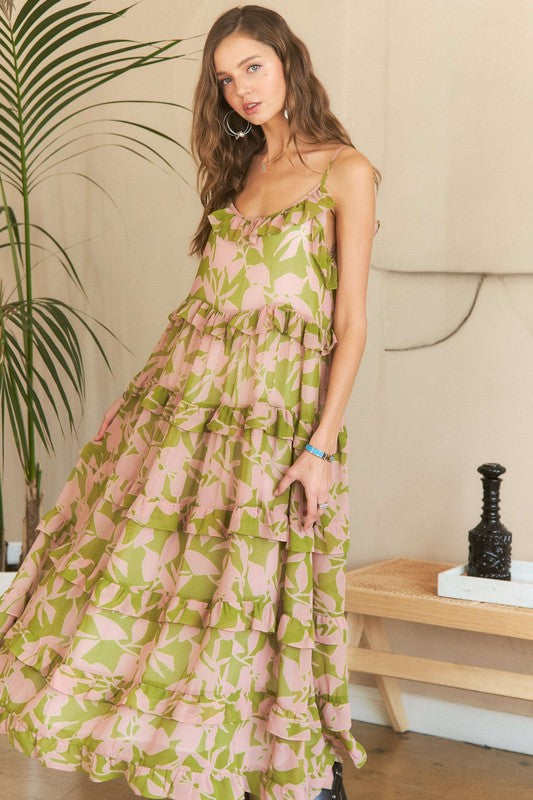 ADORA Ruffled Tiered Scoop Neck Cami Dress Trandify Deal